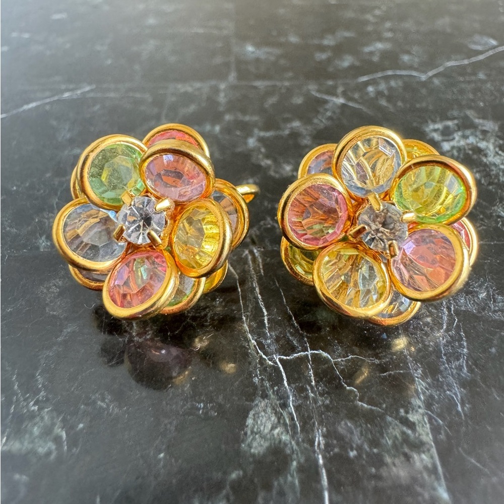 Pair of Floral Crystal earrings by Avon.